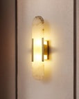 AlabasterGlow - Elegant Wall Light with Brass Accents