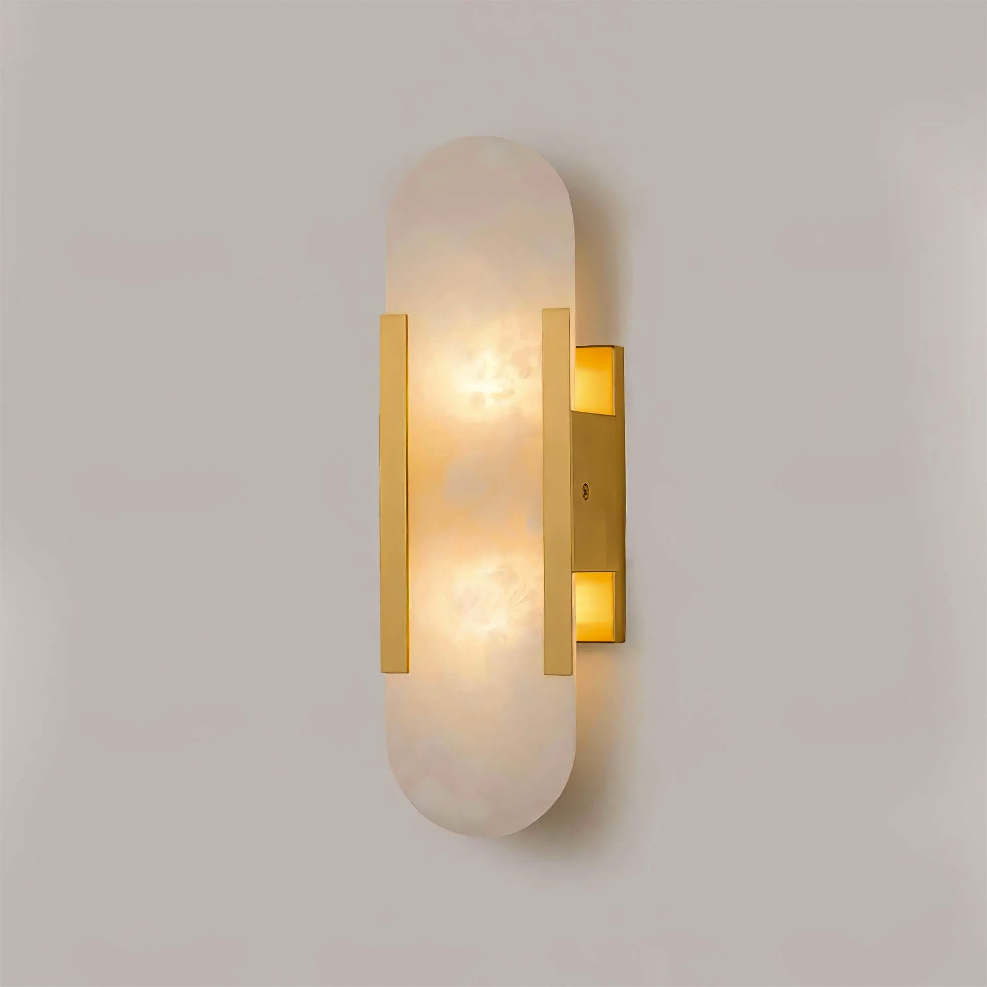 AlabasterGlow - Elegant Wall Light with Brass Accents