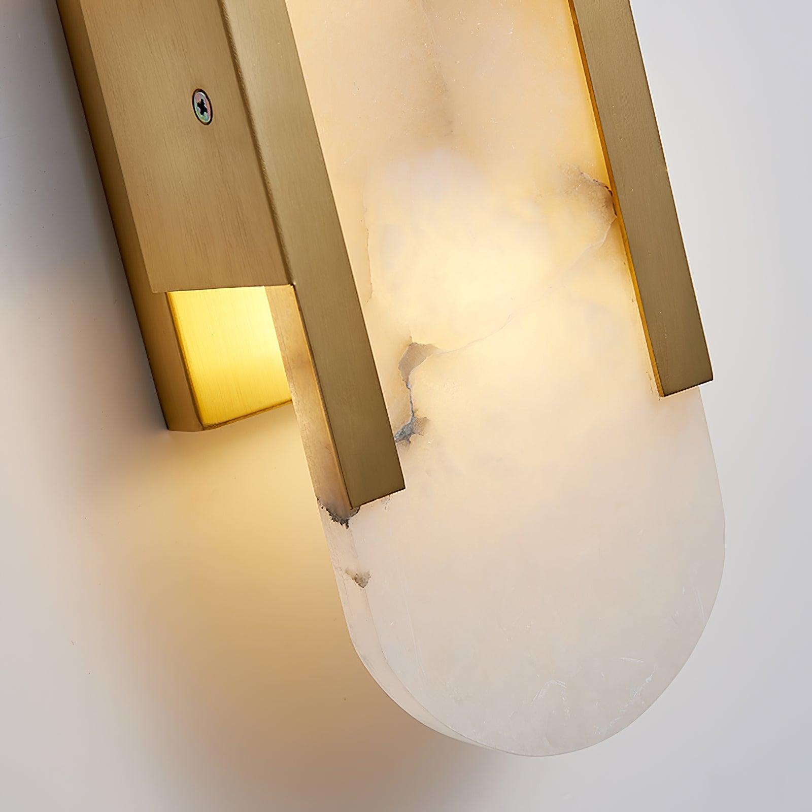 AlabasterGlow - Elegant Wall Light with Brass Accents