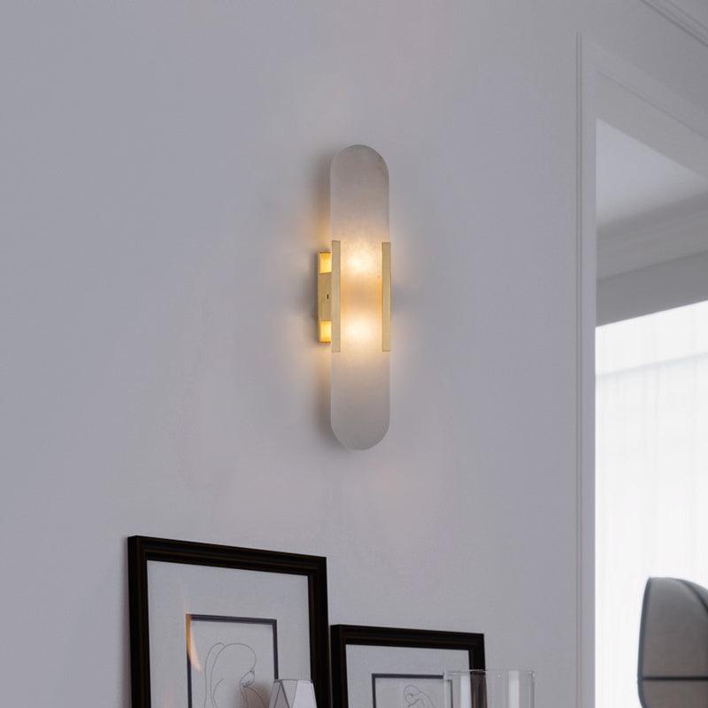 AlabasterGlow - Elegant Wall Light with Brass Accents