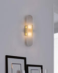 AlabasterGlow - Elegant Wall Light with Brass Accents