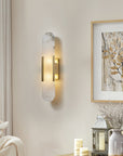 AlabasterGlow - Elegant Wall Light with Brass Accents