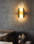 AlabasterGlow - Elegant Wall Light with Brass Accents