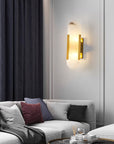 AlabasterGlow - Elegant Wall Light with Brass Accents