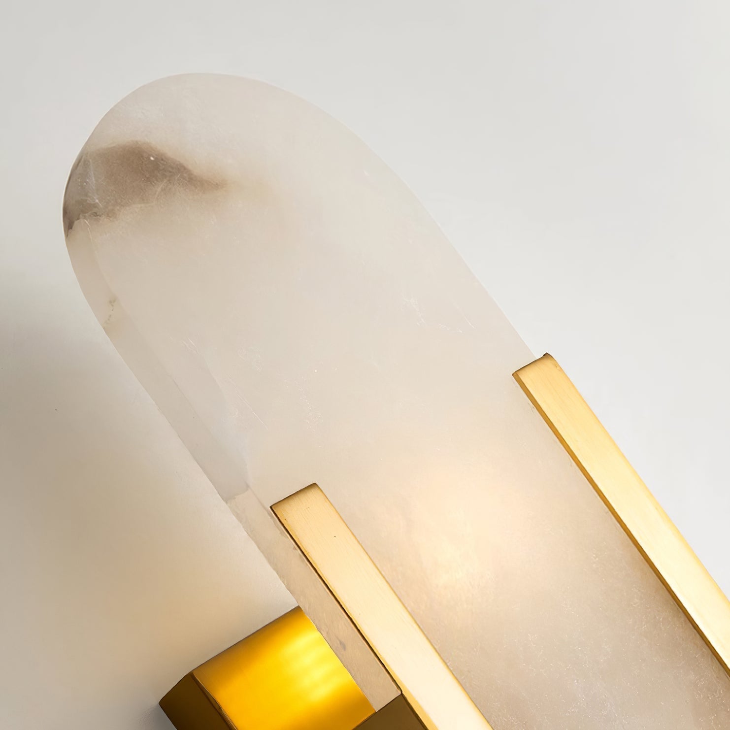 AlabasterGlow - Elegant Wall Light with Brass Accents