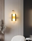 AlabasterGlow - Elegant Wall Light with Brass Accents