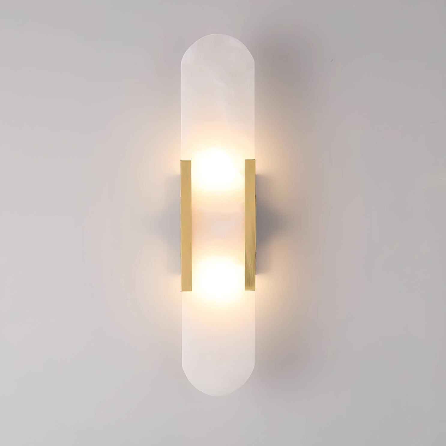 AlabasterGlow - Elegant Wall Light with Brass Accents