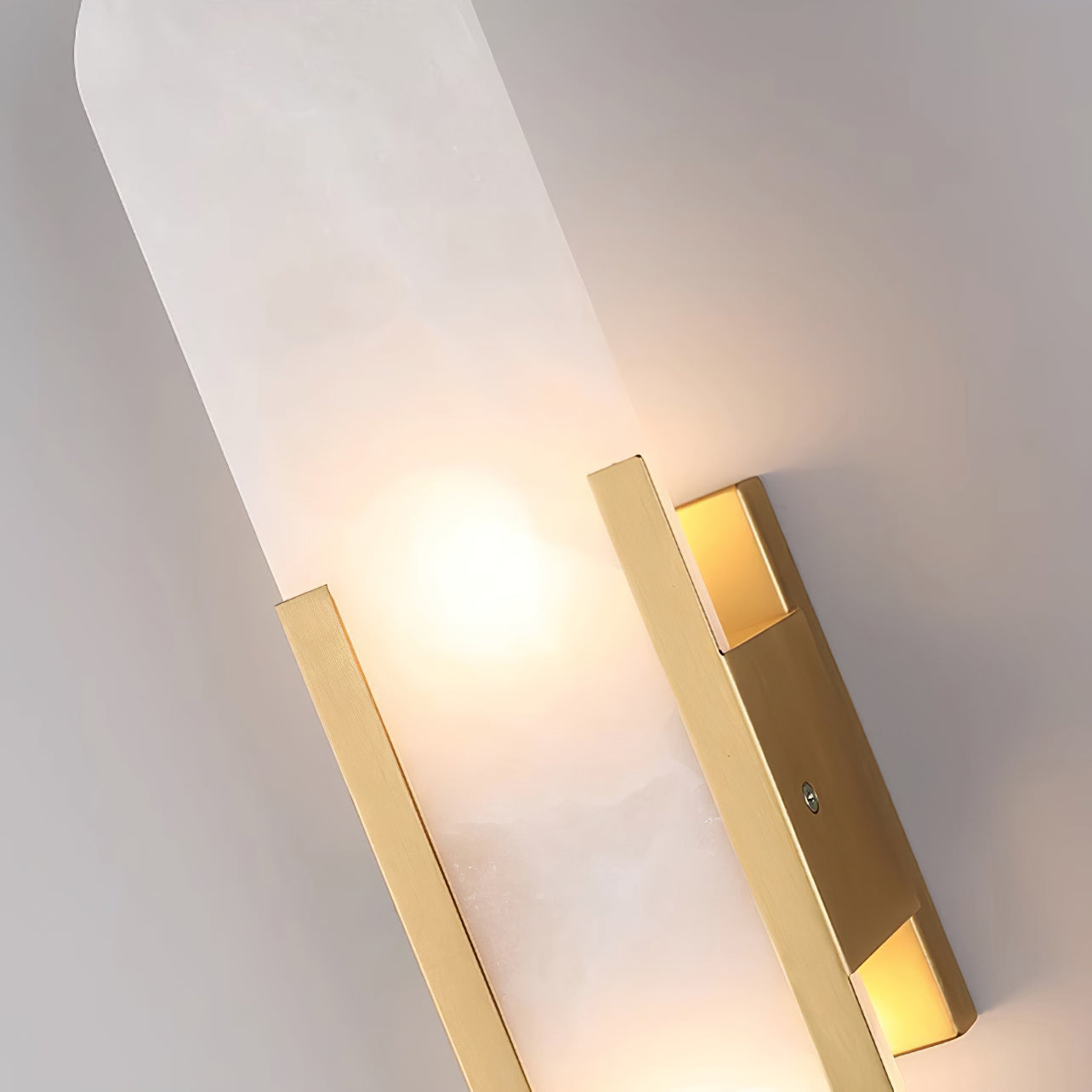 AlabasterGlow - Elegant Wall Light with Brass Accents